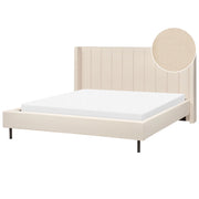 Letto matrimoniale con doghe 180 x 200 cm tessuto bouclè di colore beige stile glam moderno