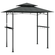 Gazebo | Pergolato Barbecue Ripiani Laterali Antracite 240x150x243 Acciaio