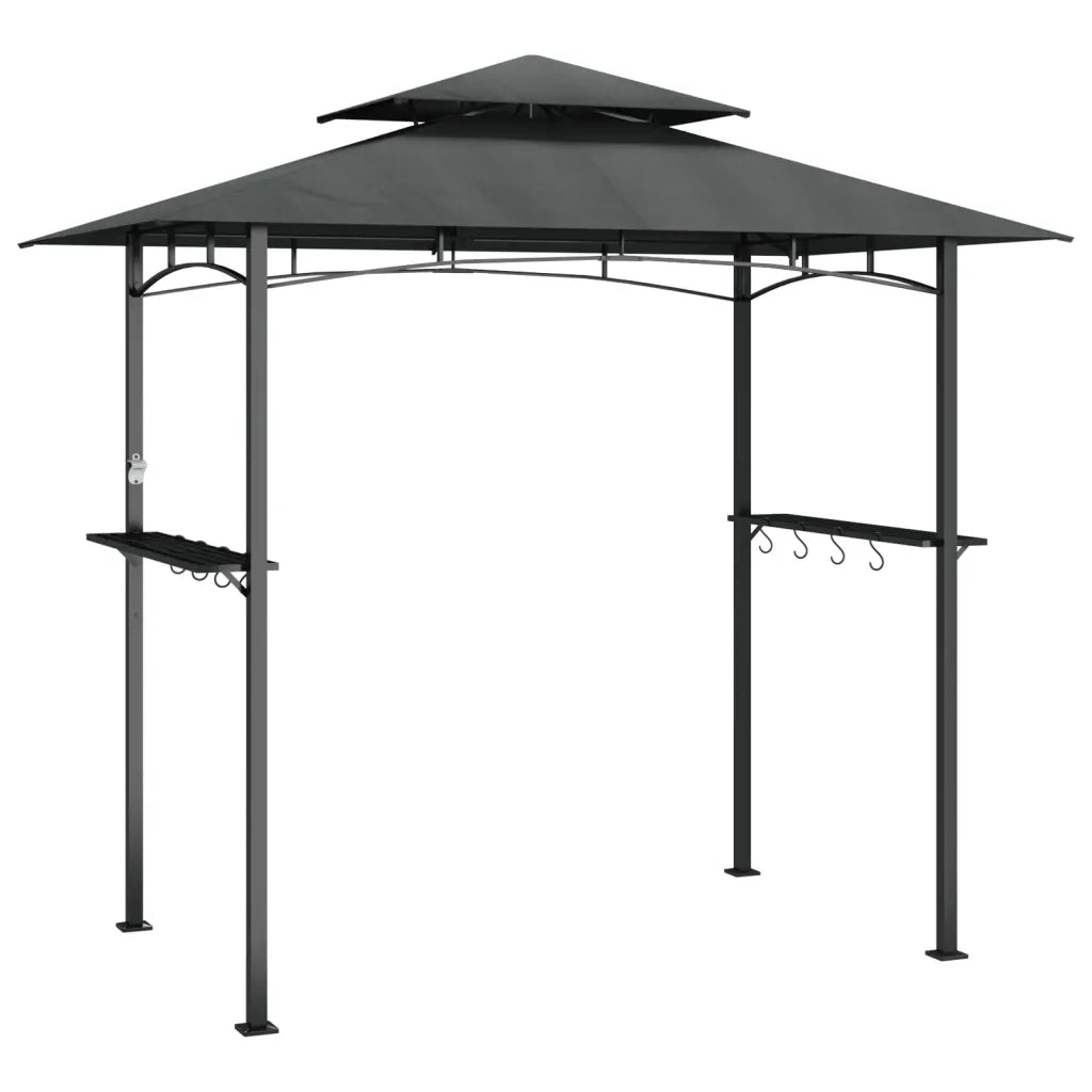 Gazebo | Pergolato Barbecue Ripiani Laterali Antracite 240x150x243 Acciaio