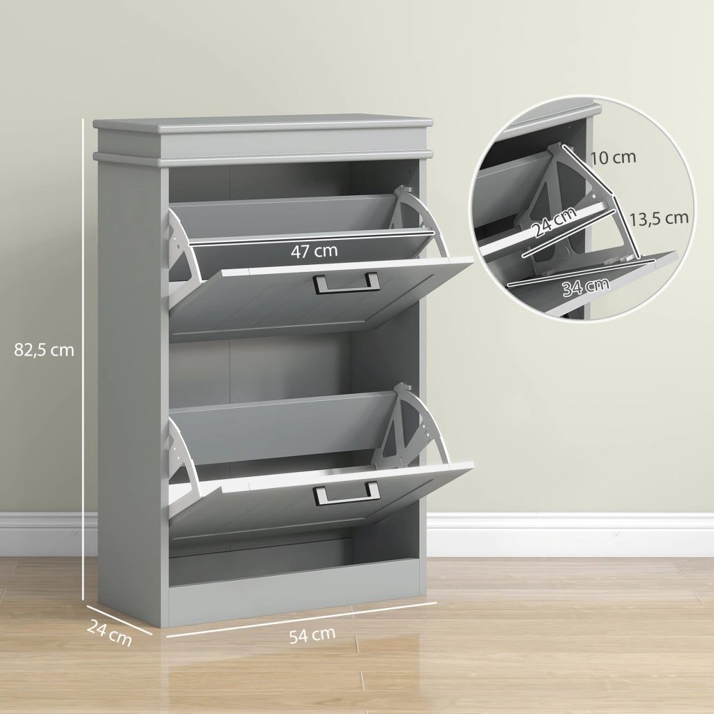 Scarpiera a 2 Ante con Ripiani Regolabili ¨C Zephmum ¨C Grigio 54x24x82.5 cm