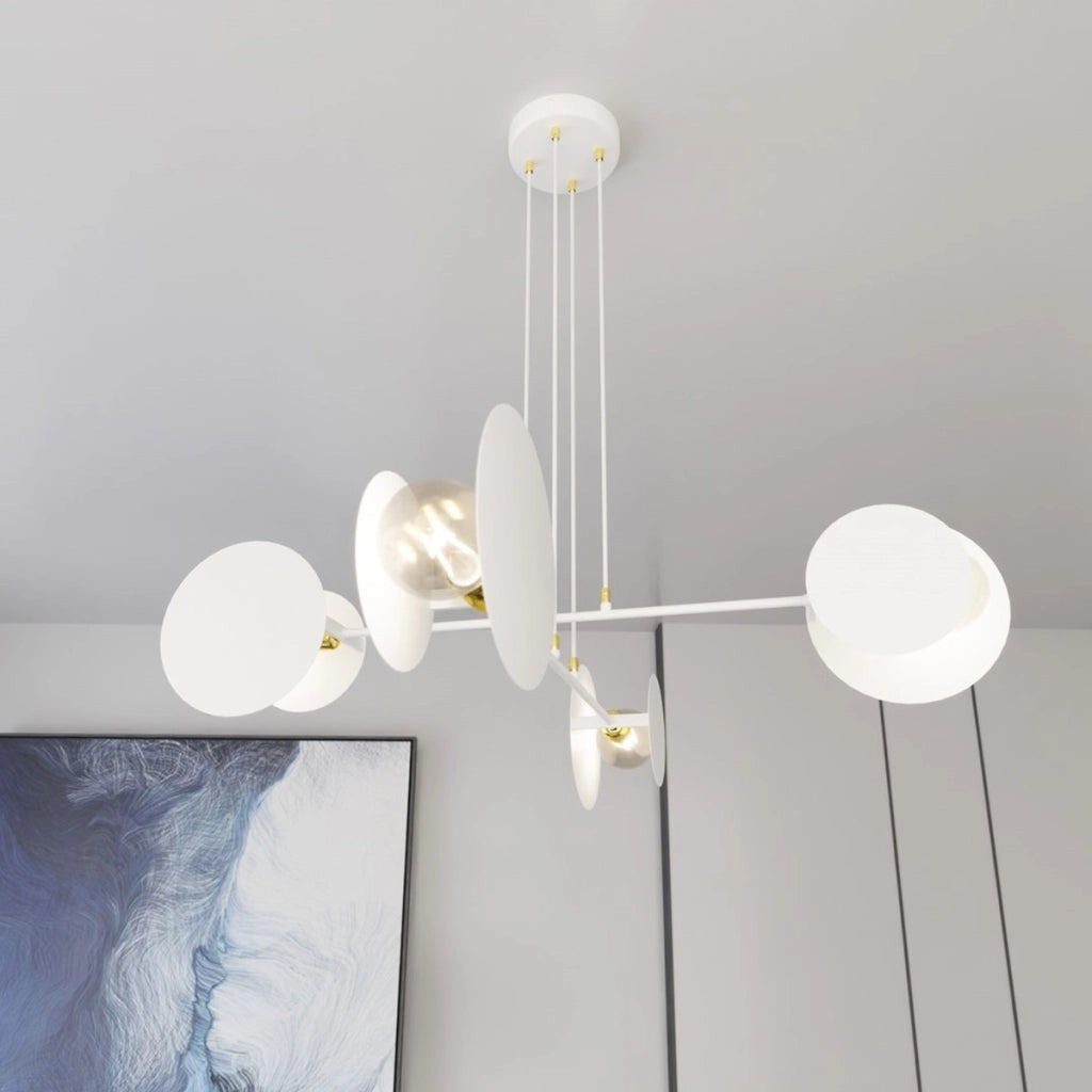 Lampada a sospensione Idea in acciaio bianco e oro