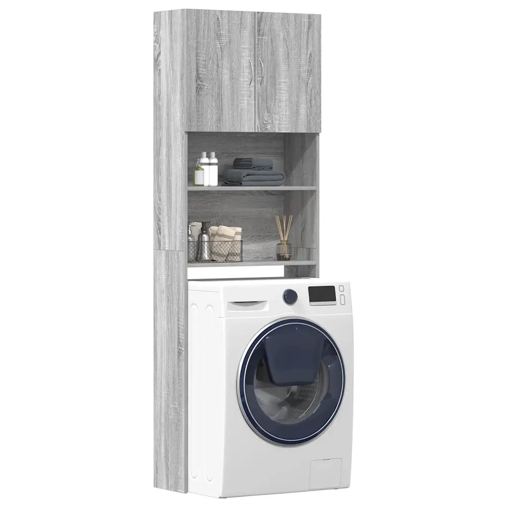 Mobile Lavatrice Grigio Sonoma 64x24x190 cm Legno Multistrato 859132
