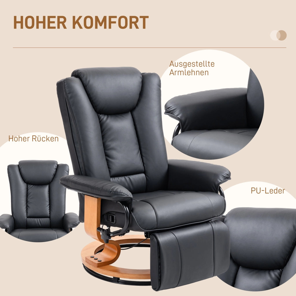 Poltrona relax girevole reclinabile ¨C zephmum ¨C similpelle nero