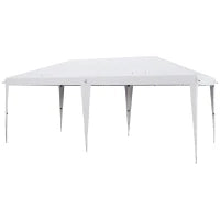 Gazebo 6 x 3 m da Giardino Pop-up Pieghevole con Borsa Inclusa, Acciaio Epossidico Oxford ad Alta Densità, Bianco