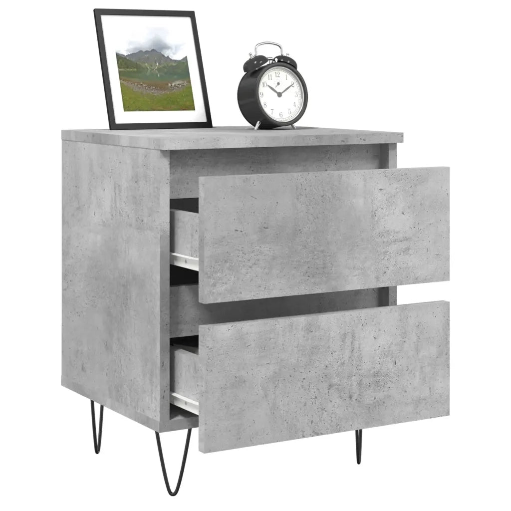 Comodino Grigio Cemento 40x35x50 cm in Legno Multistrato 826884