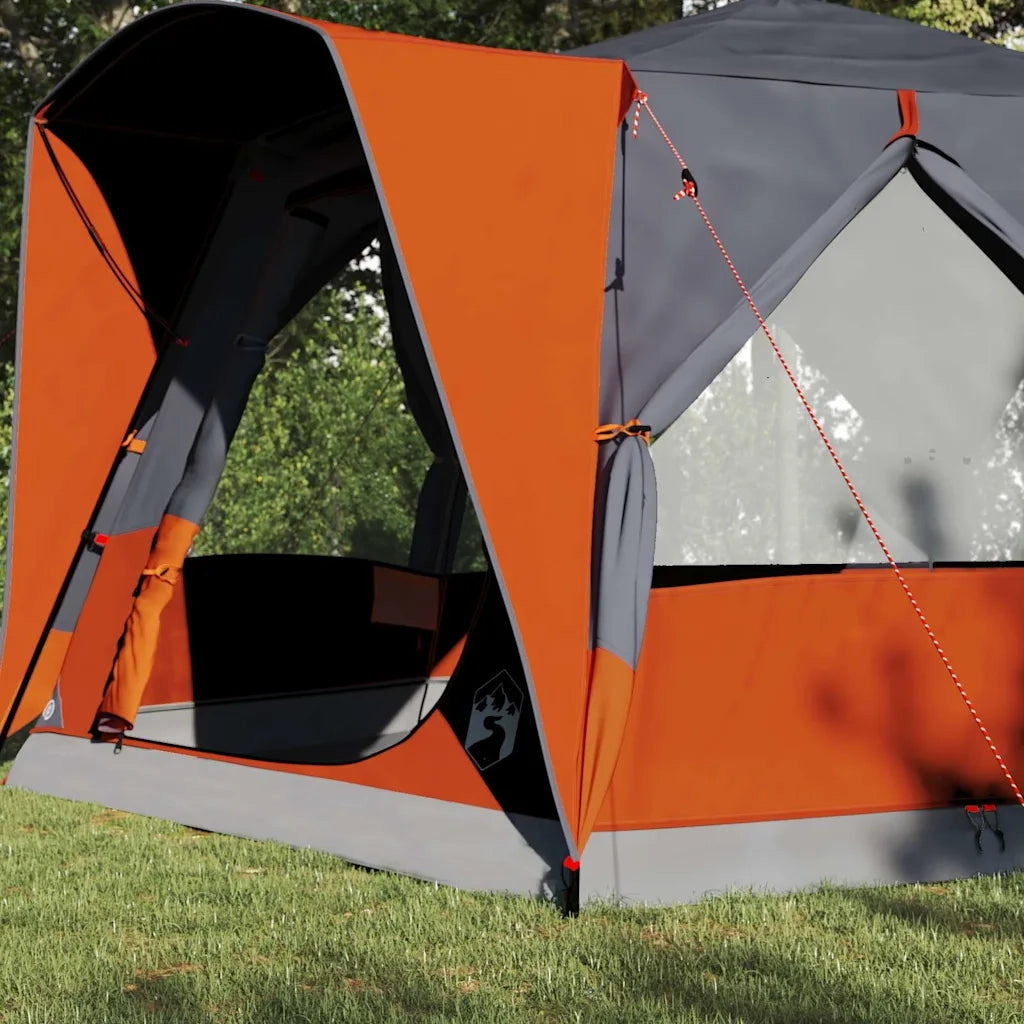 Tenda da Capanna per 5 Persone-Tenda per Famiglie con tetto Grigio e arancione