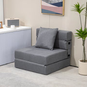 Fauteuil convertible pieghevole con funzione letto e cuscino, per soggiorno e ufficio, in schiuma grigio scuro