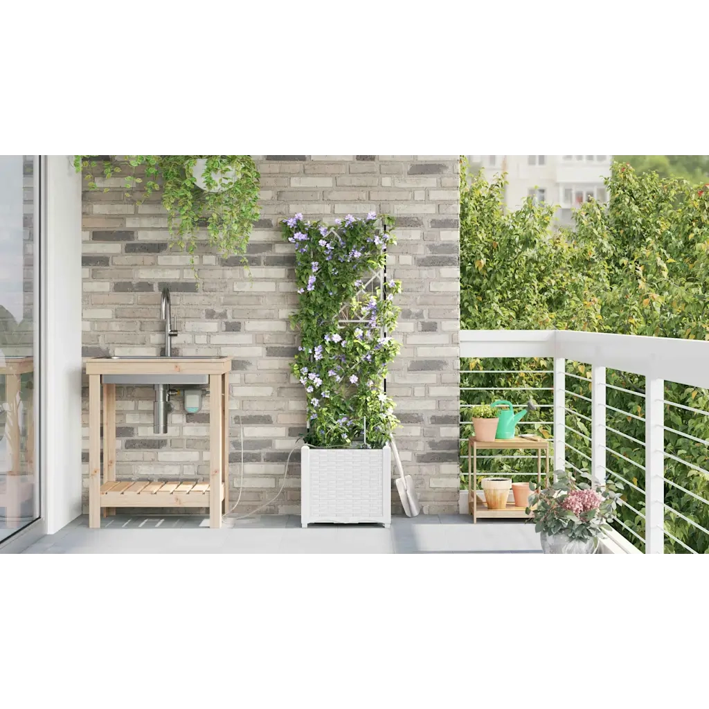 Vaso da giardino Bianco 40 x 40 x 142 cm Plastica 42002917