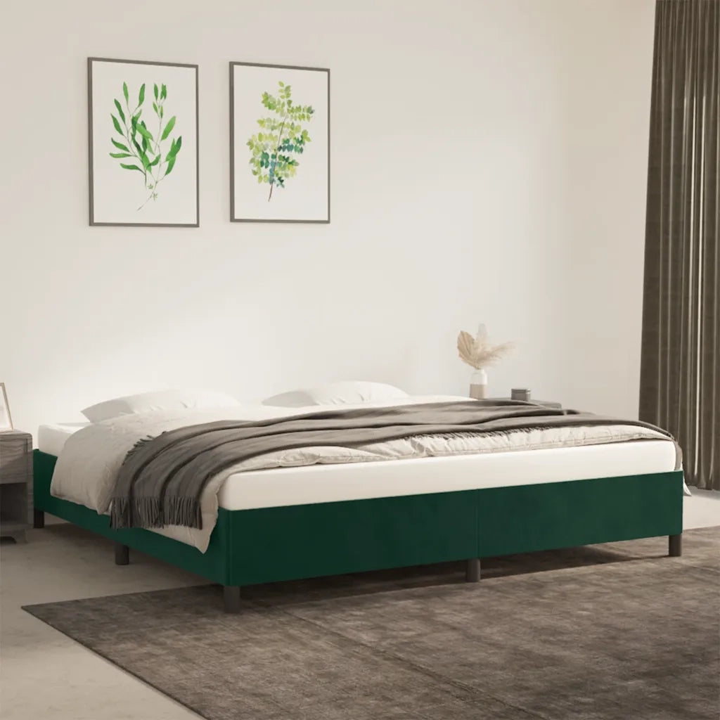 Giroletto senza Materasso Verde Scuro 200x200 cm in Velluto 347345