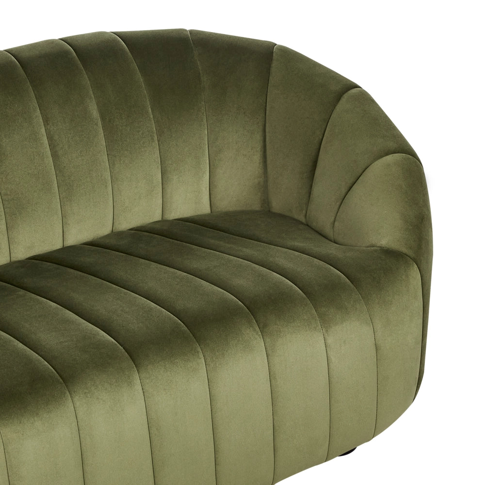 Divano 2 posti in velluto verde scuro Design contemporaneo e retrò Seduta imbottita e schienale basso