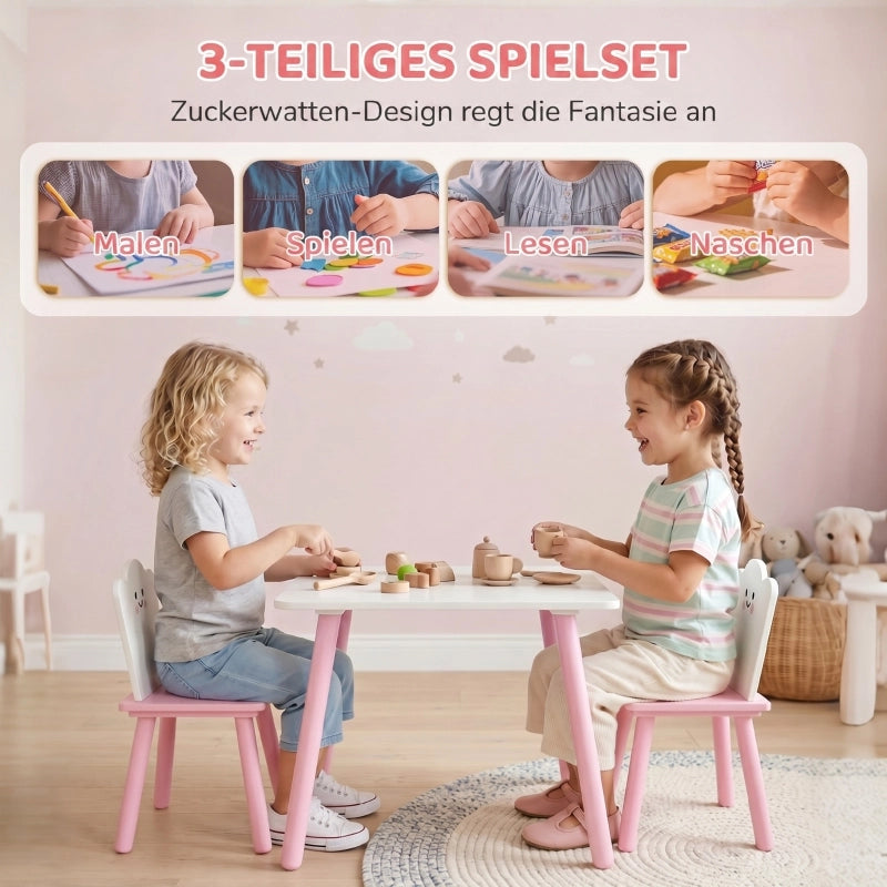 TAVOLO E SEDIE Set da 3 pezzi 1 tavolo 2 sedie Rosa Legno ingegnerizzato
