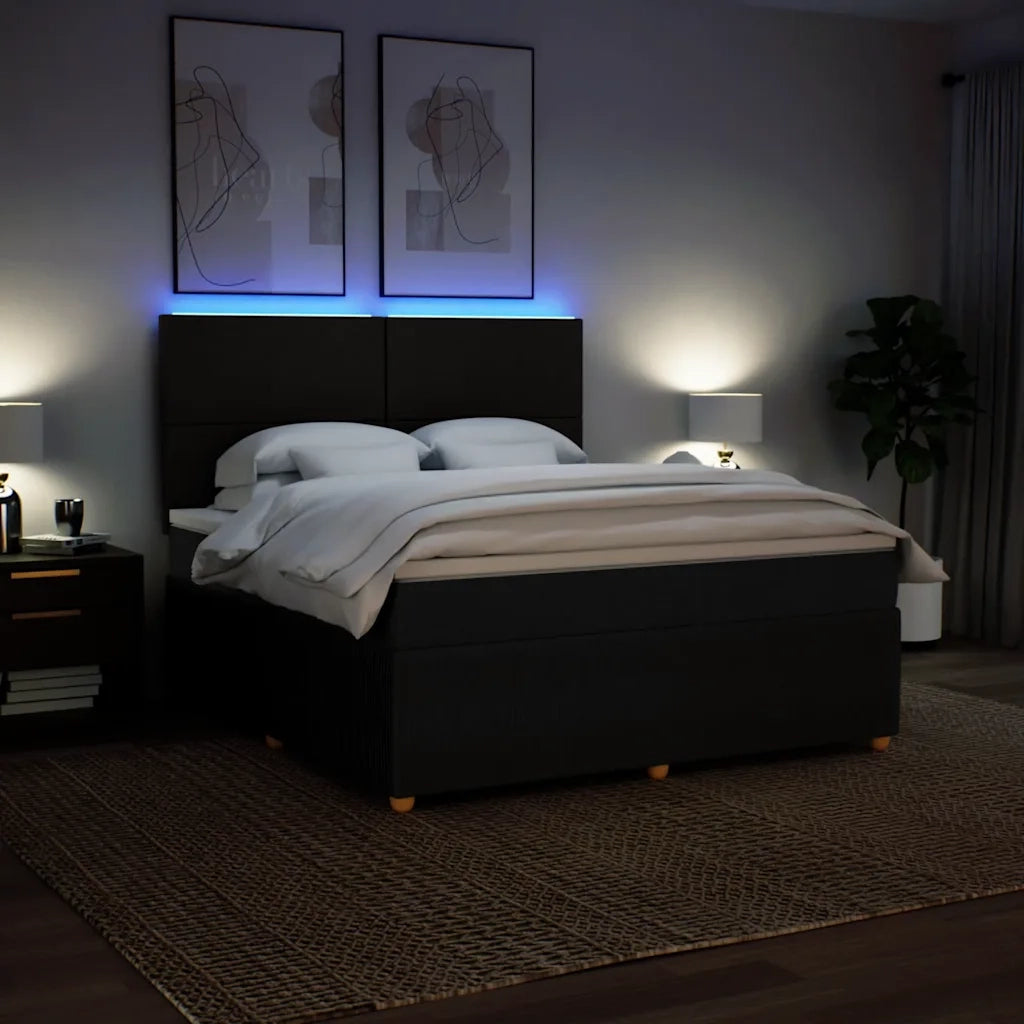 Giroletto a Molle con Materasso Nero 180x200 cm in Tessuto 3294430
