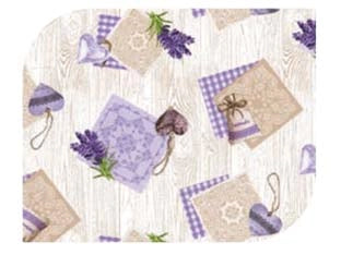 TOVAGLIATO RIVIERA FELPATO PESANTE DECORO AVANA E FIORI LAVANDA 814- - cm.140h, rotolo da mt.20 - 20 mt