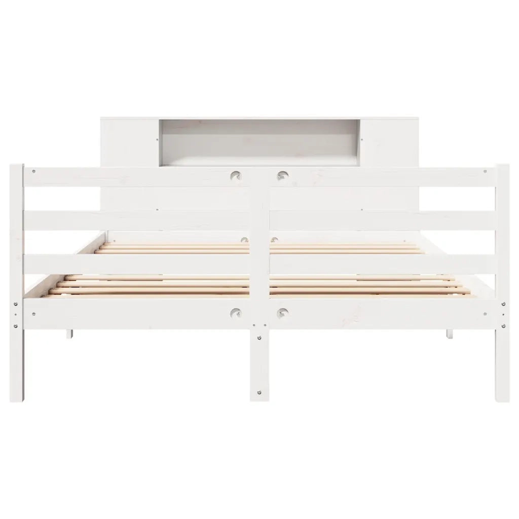 Letto Libreria senza Materasso Bianco 140x190 cm Legno di Pino 3321849