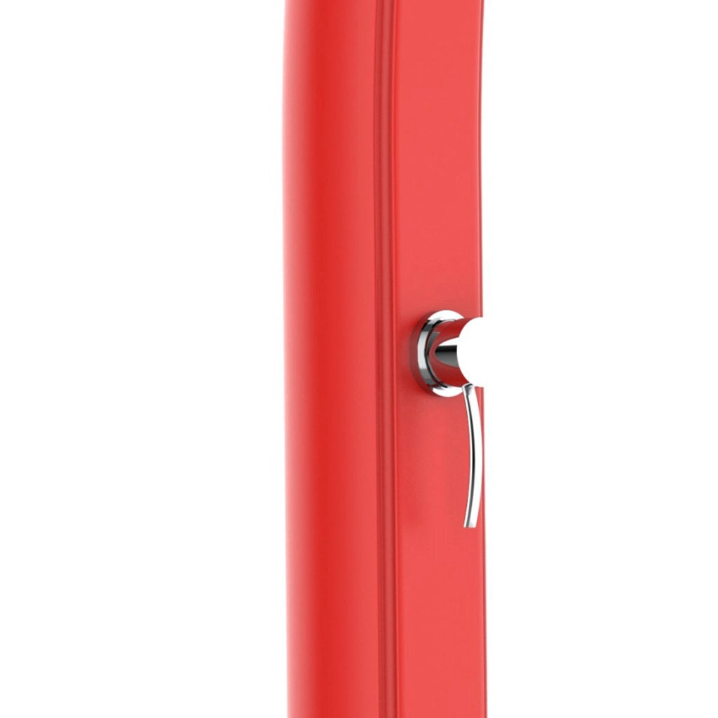MPC Doccia Rossa in Polietilene HD Altezza 226 cm Serbatoio 25 Litri Soffione Rotondo 10 cm e Lavapiedi Ideale per Giardino e Piscina Modello Rio