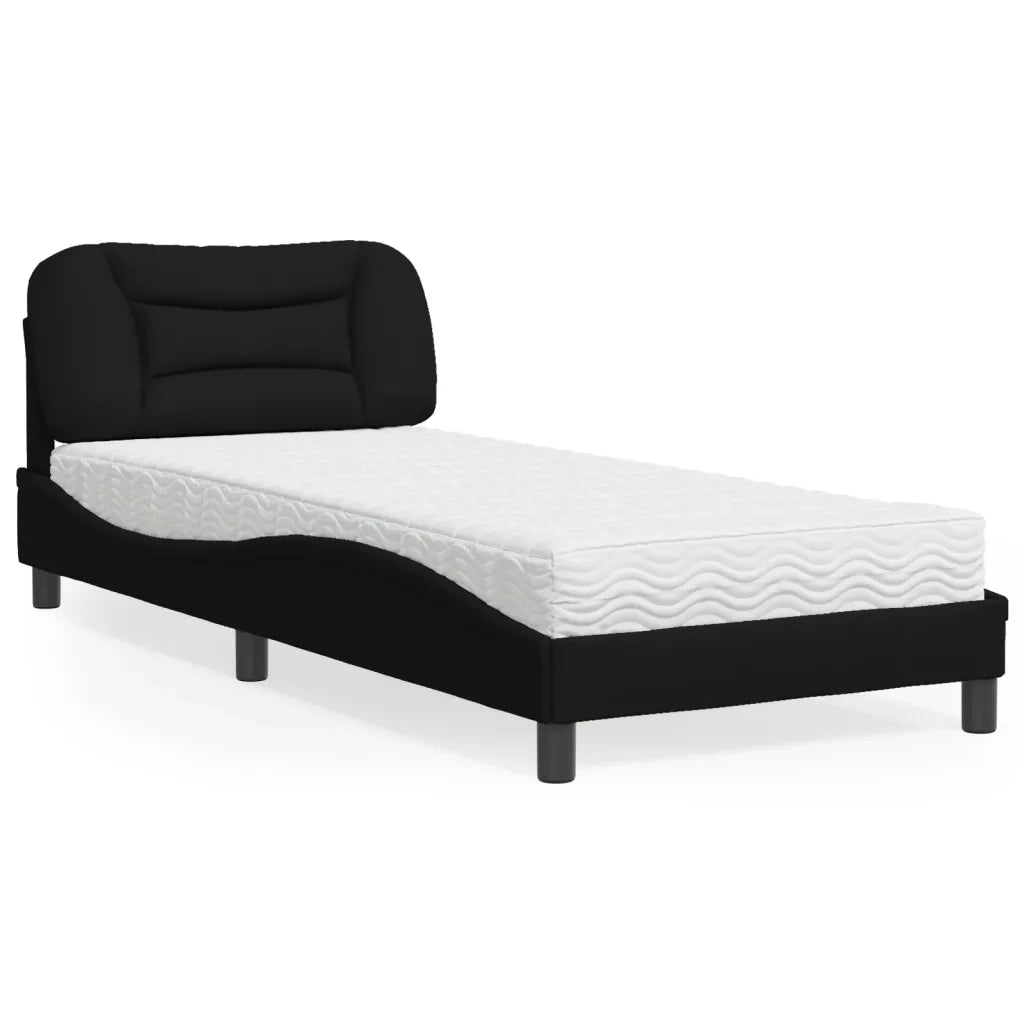 Letto con Materasso Hvar Nero 90x190 cm in Tessuto 3208501