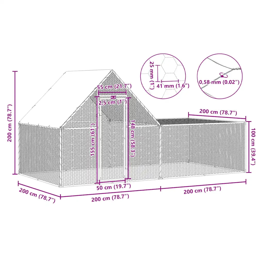Pollaio 4x2x2 m in Acciaio Zincato CFW9008291