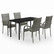 Set Mobili da Pranzo per Giardino 5 pz | Set Salotto da Giardino Grigio e Nero