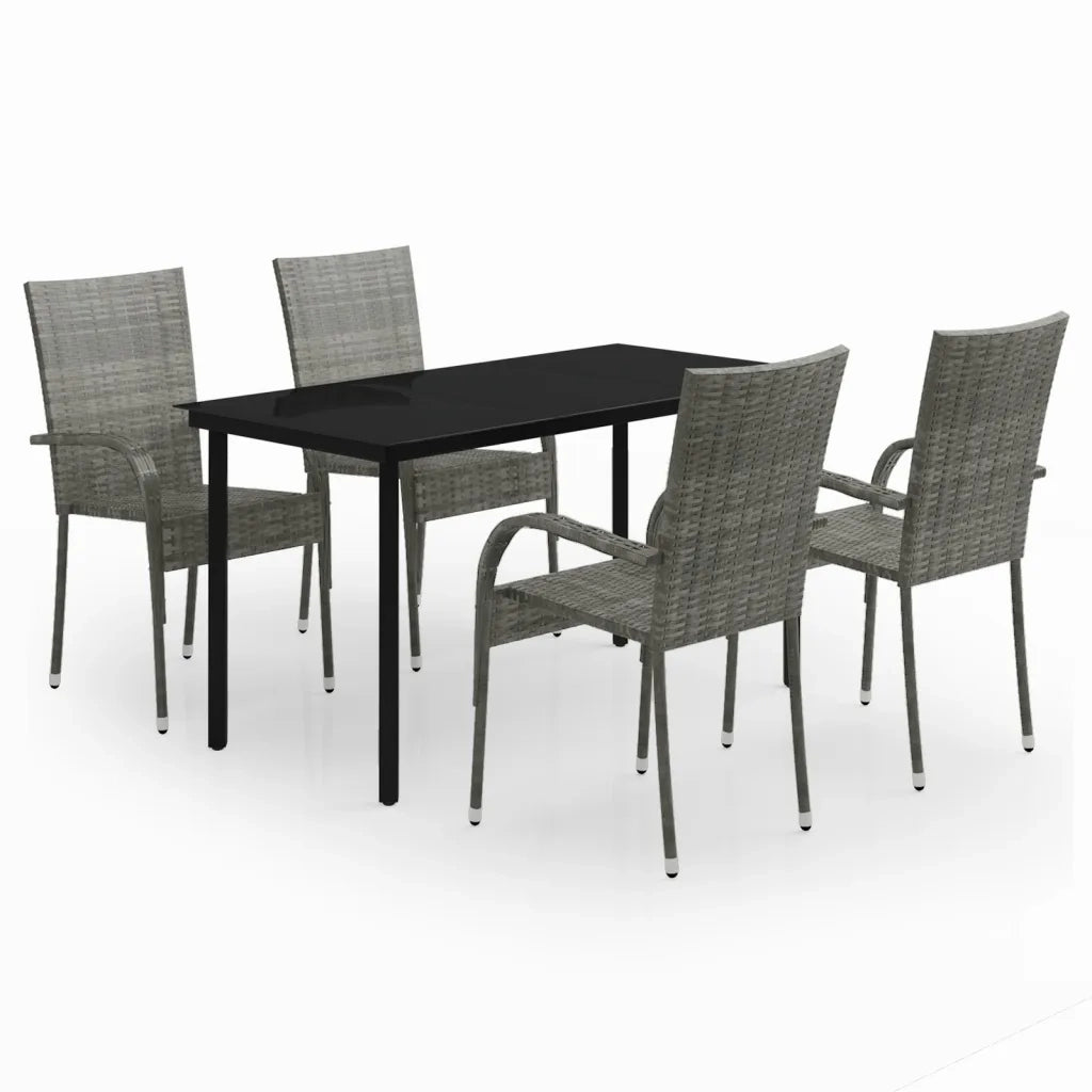 Set Mobili da Pranzo per Giardino 5 pz | Set Salotto da Giardino Grigio e Nero