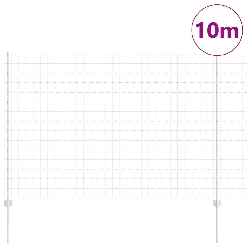 Euro Recinzione con 10 Pali Argento 1,5x10 m Acciaio