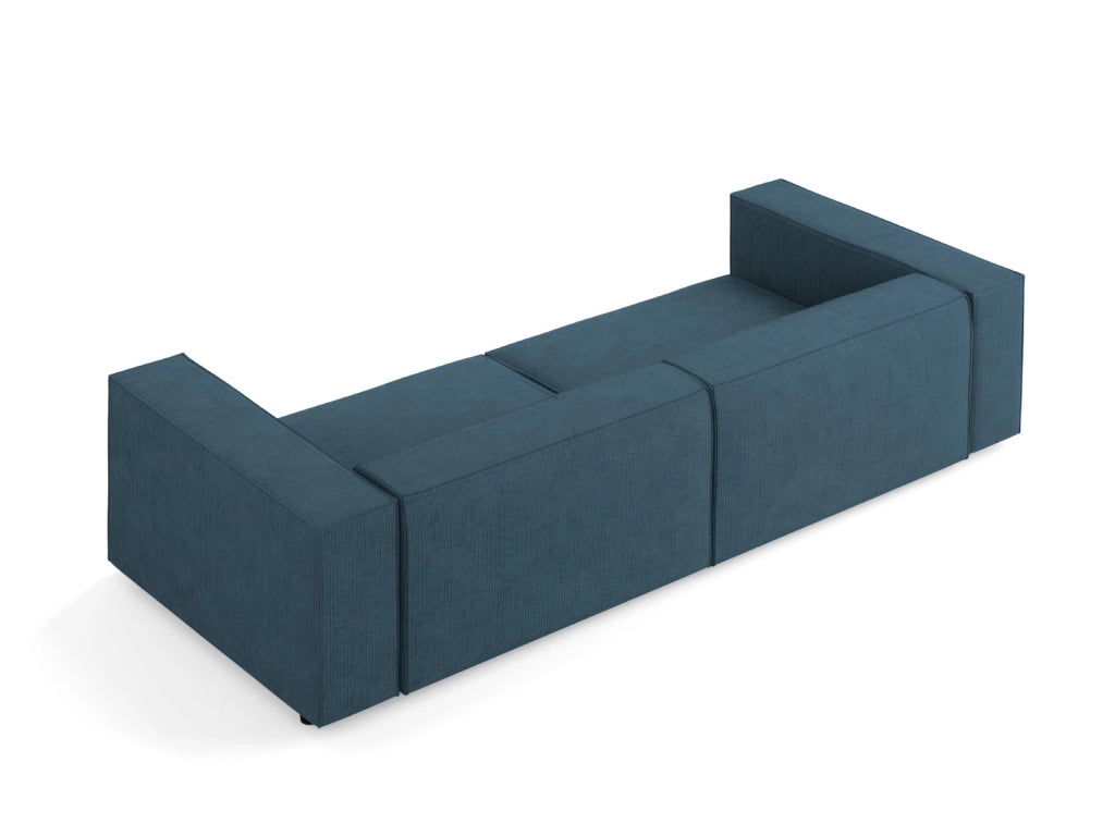 Cosmopolitan Design - Divano "Arendal" 4 posti in ciniglia con effetto a coste blu scuro 