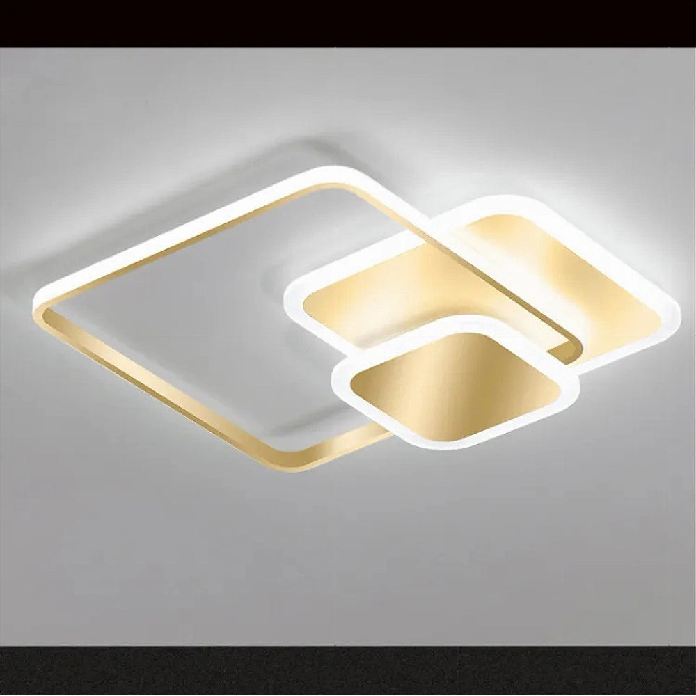 Trade Shop - Plafoniera Luce Fredda Led Quadrata 50 W Lampadario A Soffitto Oro Moderno 50088 -