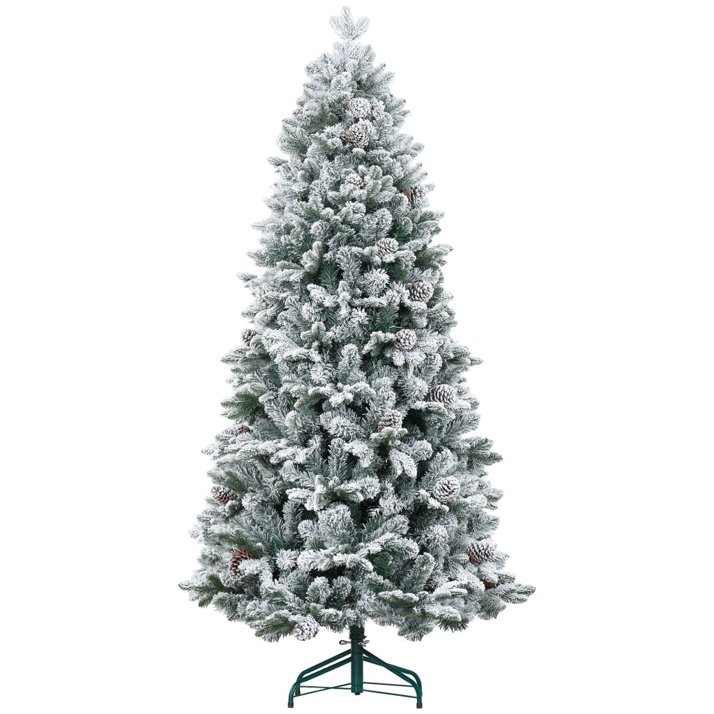 Albero di Natale Artificiale 180 cm ¨C zephmum ¨C Verde con Supporto in Metallo, 1489 Rami Innevati e Pigne
