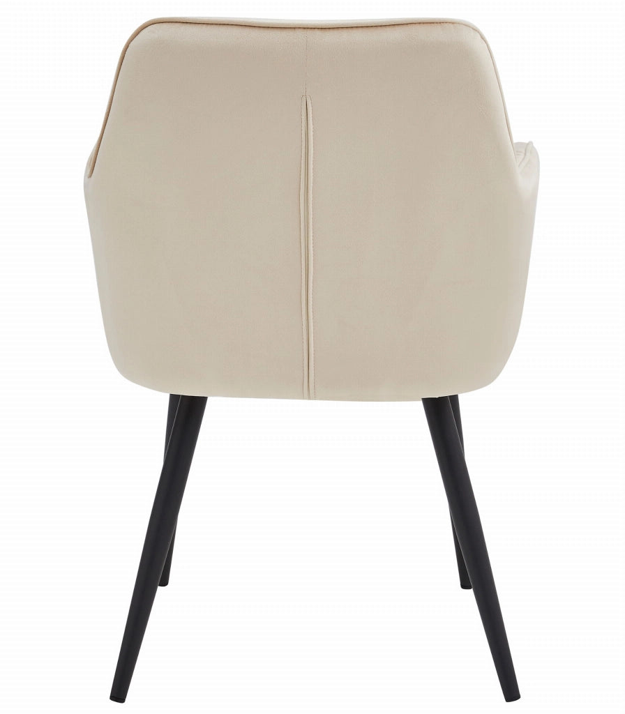 Sedie da pranzo Valora LUKK - Velluto beige con gambe nere x2