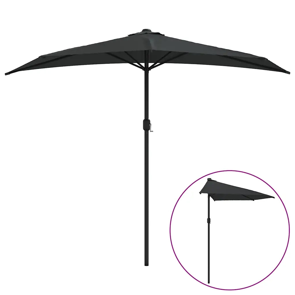 Ombrellone Balcone-Ombrello da giardino Palo in Alluminio Nero 270x144x222cm a Met¨¤