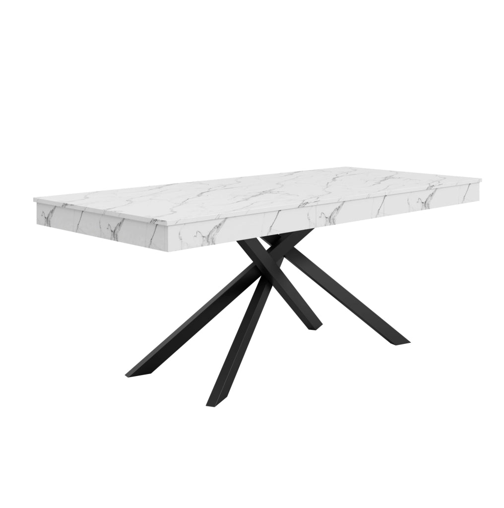 Tavolo da pranzo allungabile 140-180x80 cm; MDF bianco