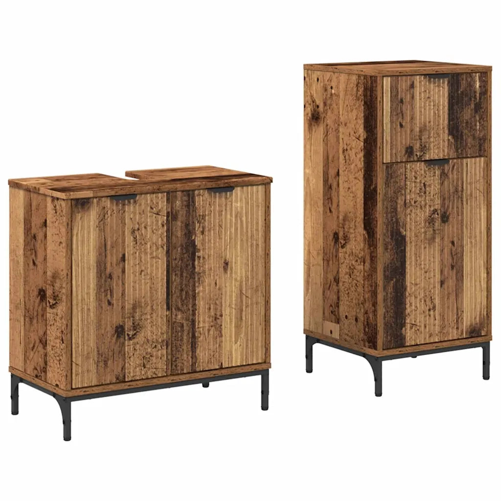 Set di mobili per il bagno con cassetto 2 pcs Legno vecchio
