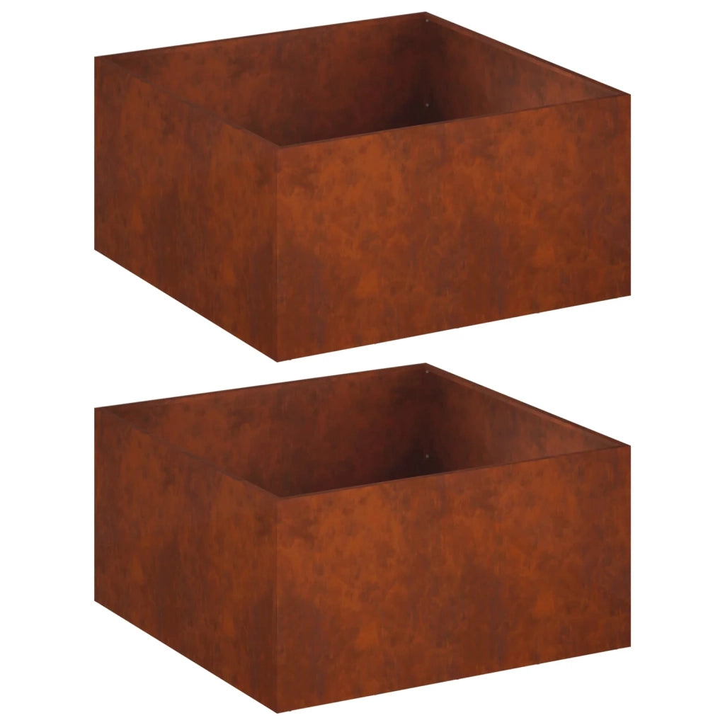 Vaso da giardino 2 pz Ruggine 100 x 100 x 40 cm Acciaio Corten 8005133