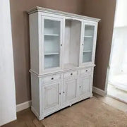 Credenza cristalliera in legno 3 ante Shabby chic mod goccia bianco anticato