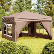 Tenda per Feste Pieghevole con Pareti Laterali-Tenda Gazebo Tortora 3x3 m 395643