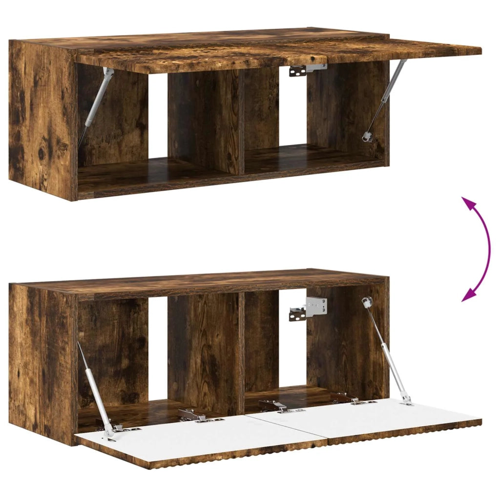 Set mobile TV 2 pz-Credenza per TV Rovere fum¨¦ Legno multistrato 457422