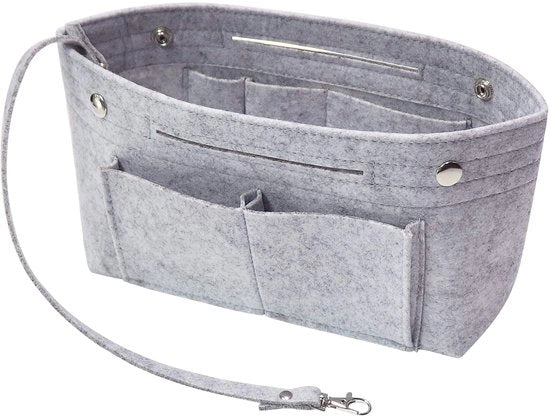 Organizzatore tas in tas per tas a mano con tas interno e catena per chiavi per borse Speedy Neverfull, 8 colori (grigio chiaro, piccolo)
