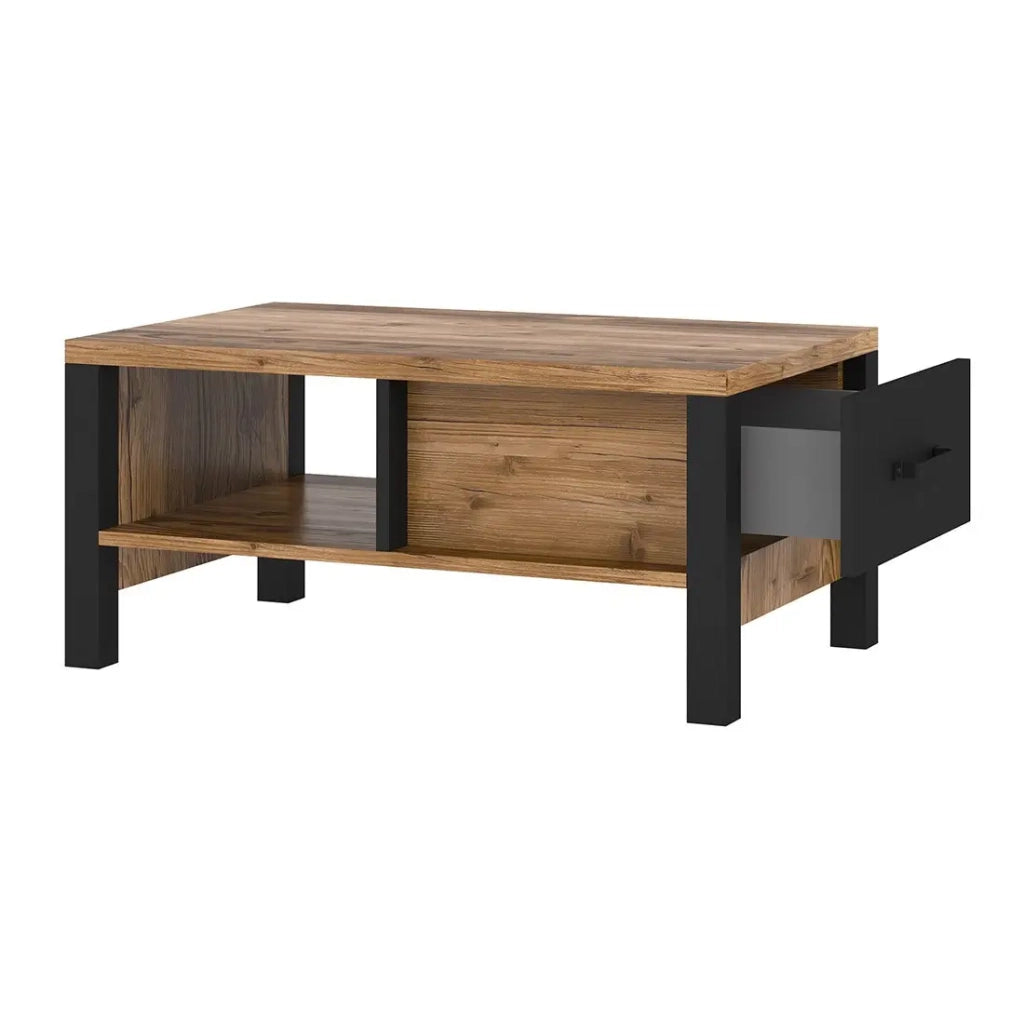 Tavolino da salotto design DARWIN - Abete e nero