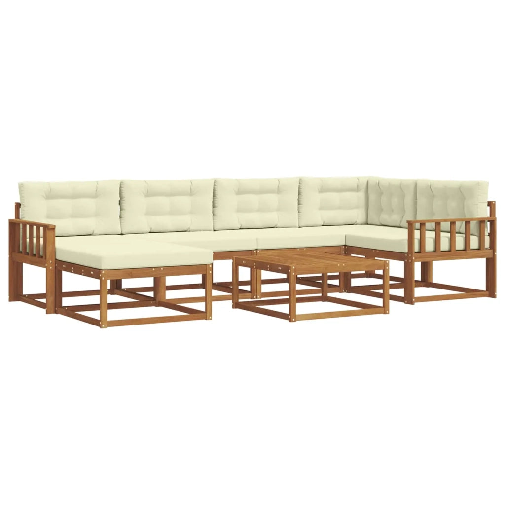 Set di divani da esterno con cuscino 7 pcs Naturale e Crema