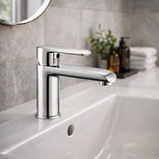 Miscelatore rubinetto america per lavabo in ottone colore cromato con piletta *** confezione 1