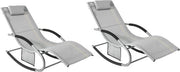 Set di lettini da 2 - Poltrona - Superficie respirante - Cuscino rimovibile - Grigio - 158x62x68 cm