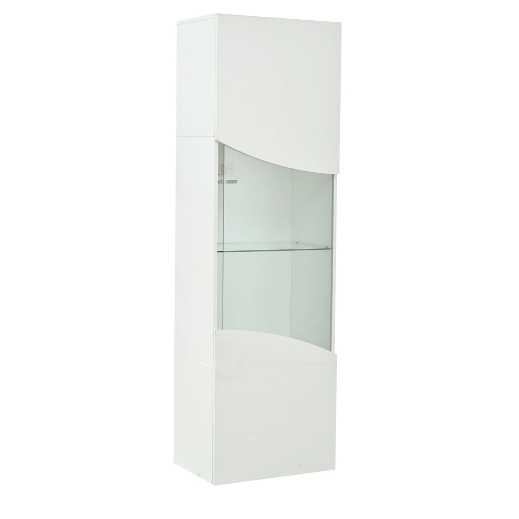 Vetrina Alta con Illuminazione LED ¨C MINIMAL ¨C Bianco Lucido 35x50x165cm