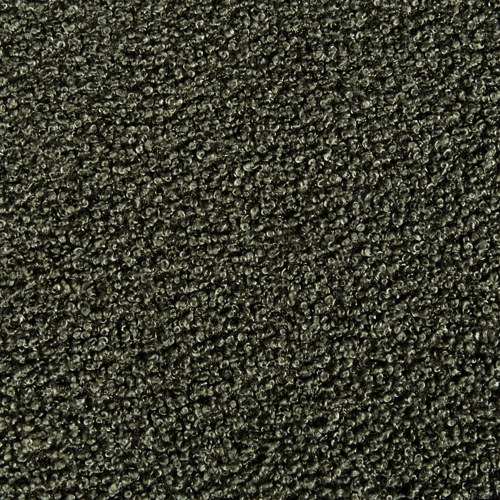 Poltrona da salotto con schienale curvo boucle verde scuro stile glam elegante soggiorno