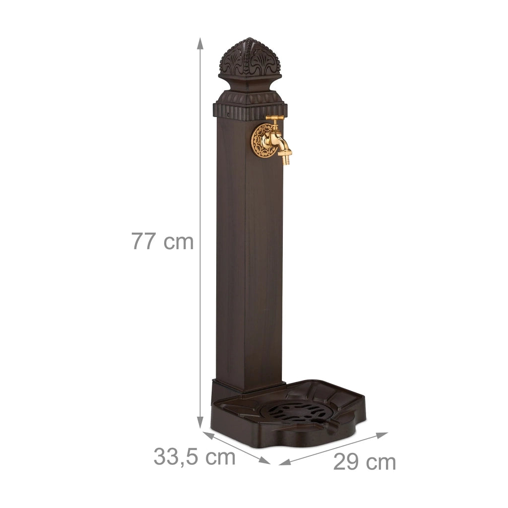 Fontana decorativa da giardino con rubinetto e vasca 90 x 40 x 40 cm stile nostalgico in metallo marrone 13_0017085