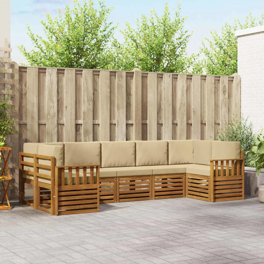 Set divano sezionale con cuscino 7 pcs Naturale e Beige