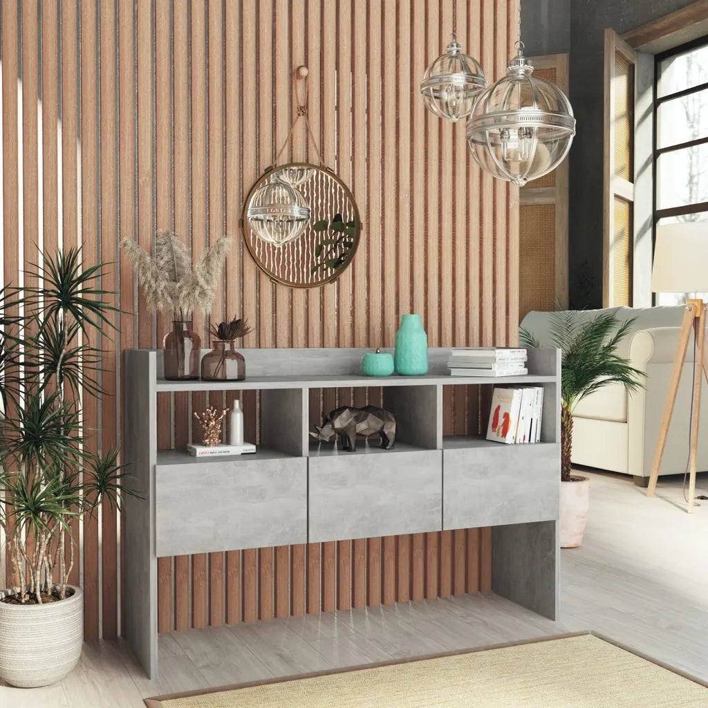 Credenza | Madia | Buffet da pranzo | Armadio da pranzo Grigio Cemento 105x30x70 cm in Legno Multistrato