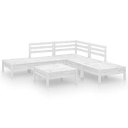 Set Salotto da Giardino 6 pz | Set di Mobili da Esterno in Legno Massello di Pino Bianco