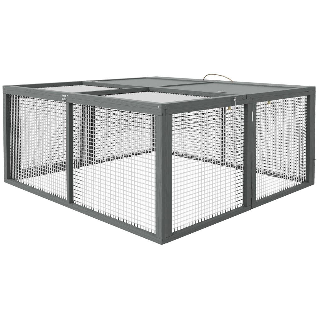 Gabbia per conigli pieghevole con maniglia ¨C zephmum ¨C grigio 110x105x50 cm