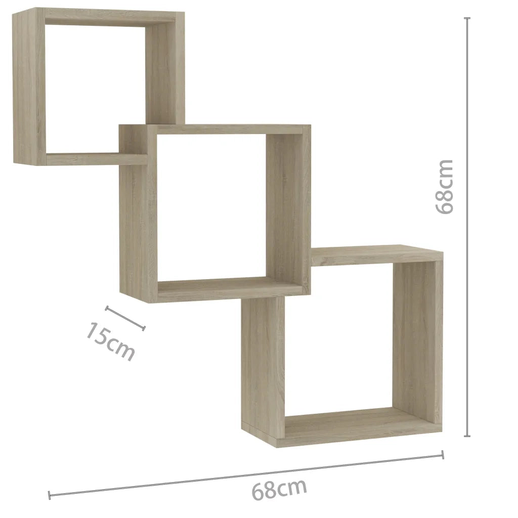 Mensole a Muro Cubiche in Rovere Sonoma 68x15x68cm Truciolato 800273
