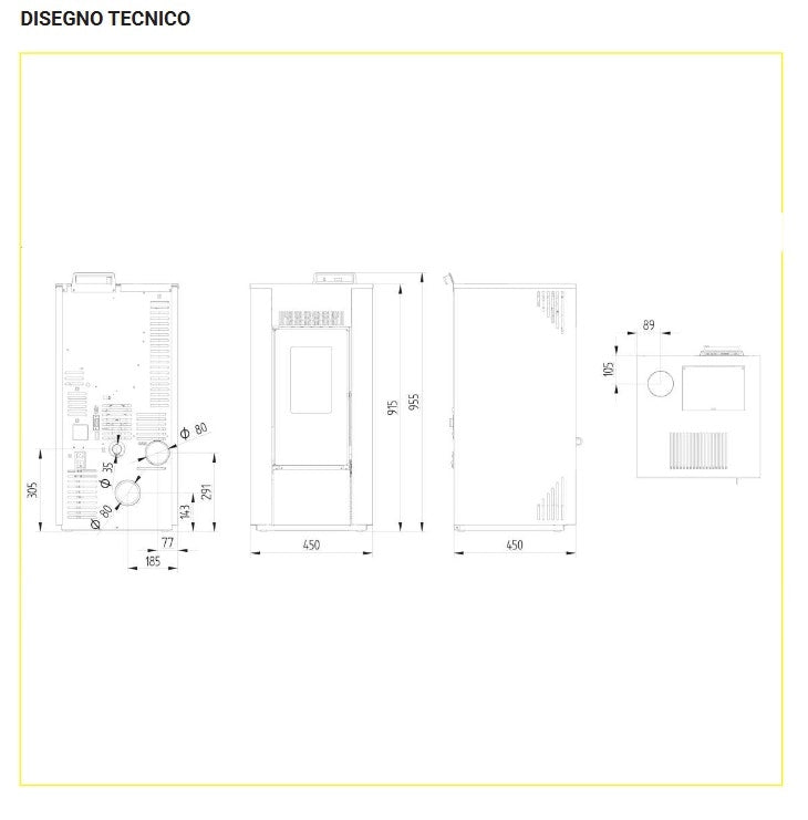 STUFA A PELLET EFESTO 6 BIANCO/BORDEAUX/ANTRACITE POTENZA ED EFFICIENZA COLORE: BIANCO