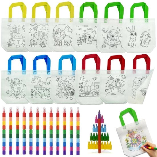 Confezioni di stoffa 12 pezzi - Sacchetti di organza - Sacchetti di regalo - Sacchetti di lino - Giochi creativi - Ideali per feste dei bambini - Sacchetti colorati
